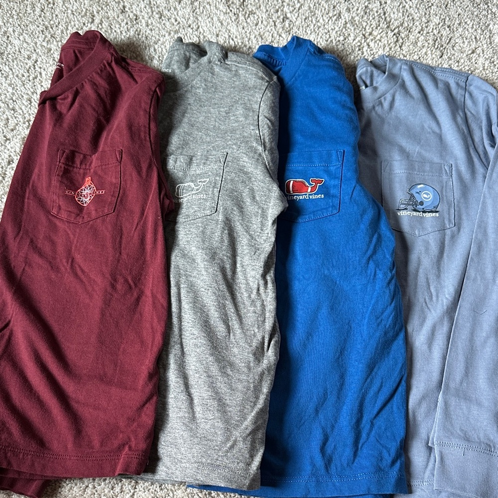 Vineyard Vines set of Four Sports long sleeve shirts maroon, Gray, and Blue